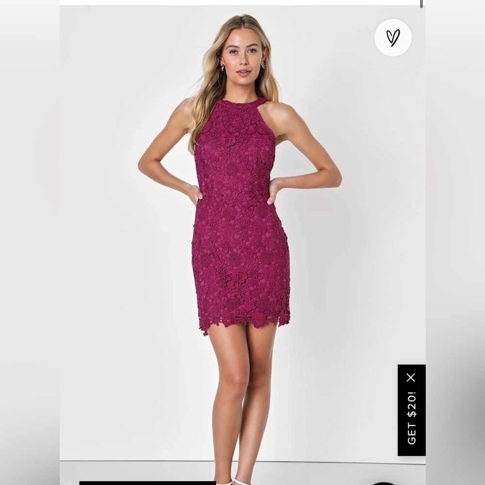 Love poem Magenta Lace Mini Dress from Lulus size Small